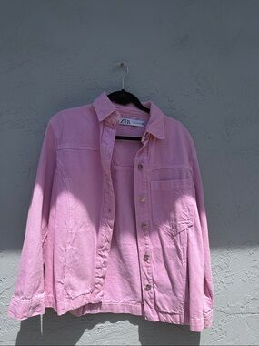 Zara Light Pink Button-Up Overshirt